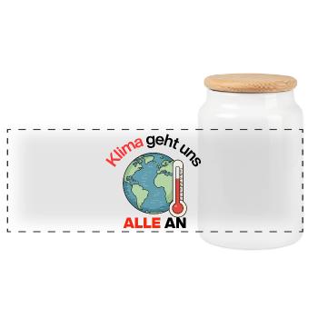 Le climat nous concerne tous. Agissez maintenant, Avenir maintenant - Boîte à biscuits avec couvercle en bois - blanc - Devant