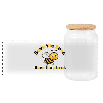 Sauver les abeilles – Sauver nos abeilles et la terre - Boîte à biscuits avec couvercle en bois - blanc - Devant