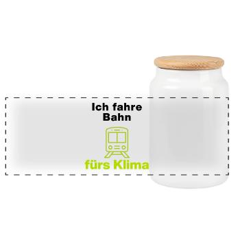 I take the train for the climate – your statement - Panoramic Cookie Jar with Wooden Lid - white - Front