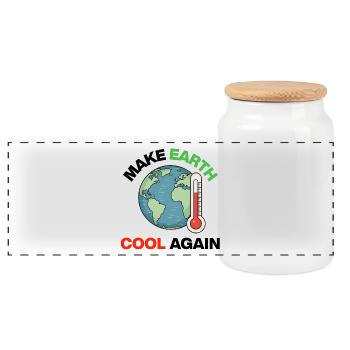 Rendre la Terre Cool à Nouveau – Agir maintenant - Boîte à biscuits avec couvercle en bois - blanc - Devant