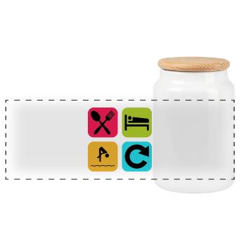 Eat Sleep Diving Repeat Funny Quote Scuba - Panoramic Cookie Jar with Wooden Lid - white - Front