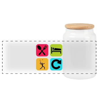 Eat Sleep Badminton Repeat Funny Quote Sport - Panoramic Cookie Jar with Wooden Lid - white - Front