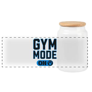 Mode salle activé – Conception de la force fitness - Boîte à biscuits avec couvercle en bois - blanc - Devant