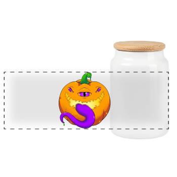 Mimic Pumpkin - Panoramic Cookie Jar with Wooden Lid - white - Front
