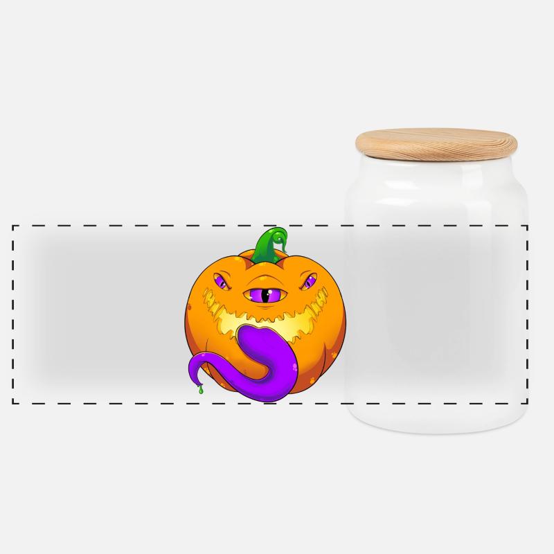 Mimic Pumpkin - Panoramic Cookie Jar with Wooden Lid - white