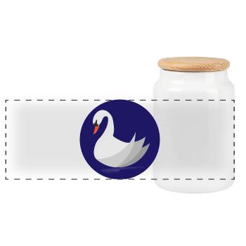 Swan - Panoramic Cookie Jar with Wooden Lid - white - Front