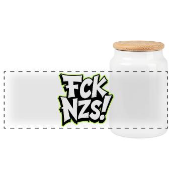 FCK NZS Statement against Racism - Panoramic Cookie Jar with Wooden Lid - white - Front