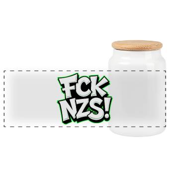 FCK NZS Statement against Racism - Panoramic Cookie Jar with Wooden Lid - white - Front