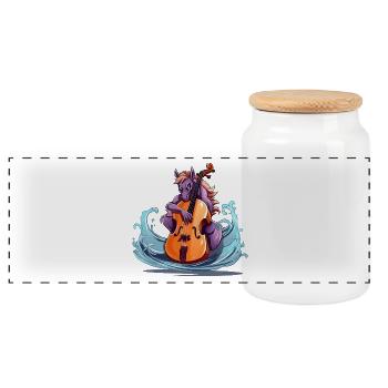 Violoncelliste licorne Wave Stroke - Boîte à biscuits avec couvercle en bois - blanc - Devant