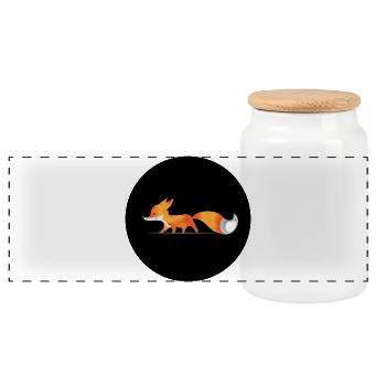 Fox - Panoramic Cookie Jar with Wooden Lid - white - Front