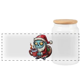 Untoter Weihnachtsmann-Kaffee-Chaos - Panorama Keksdose mit Holzdeckel - Weiß - Vorne