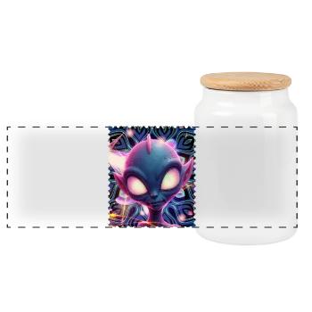 Portrait d’extraterrestre néon dans Psychedelicht - Boîte à biscuits avec couvercle en bois - blanc - Devant