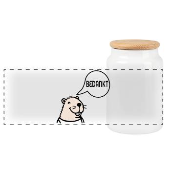 Capybara Merci - Boîte à biscuits avec couvercle en bois - blanc - Devant
