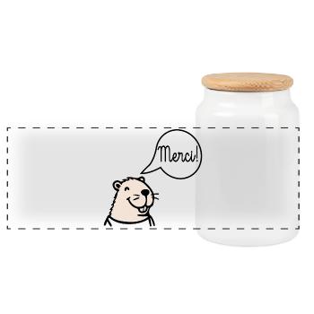Thank you Capybara - Panoramic Cookie Jar with Wooden Lid - white - Front