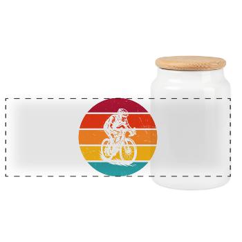 Road Bike Vibes for Road Bike - Panoramic Cookie Jar with Wooden Lid - white - Front
