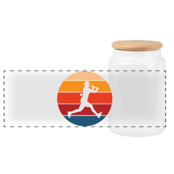 Tennis - Panoramic Cookie Jar with Wooden Lid - white - Front