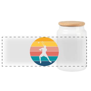 Tennis - Panoramic Cookie Jar with Wooden Lid - white - Front