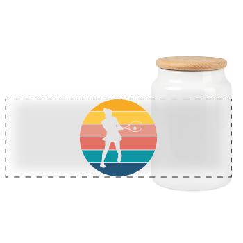 Tennis - Panoramic Cookie Jar with Wooden Lid - white - Front