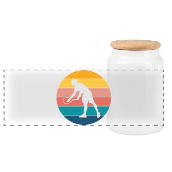 Tennis - Panoramic Cookie Jar with Wooden Lid - white - Front