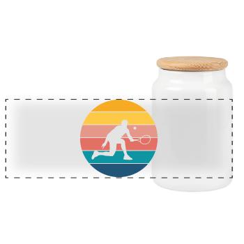 tennis - Panoramic Cookie Jar with Wooden Lid - white - Front