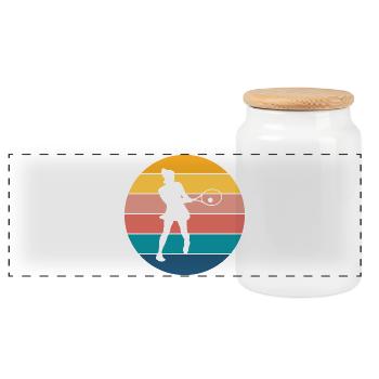 tennis - Boîte à biscuits avec couvercle en bois - blanc - Devant
