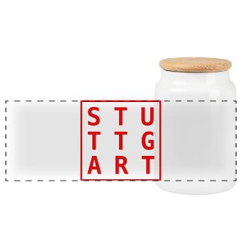 Stuttgart Tasche Souvenir Geschenk - Panorama Keksdose mit Holzdeckel - Weiß - Vorne