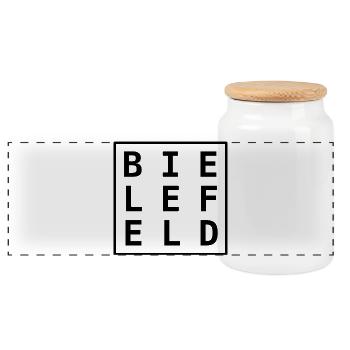 Bielefeld Shirt Souvenir Design Cap - Panoramic Cookie Jar with Wooden Lid - white - Front