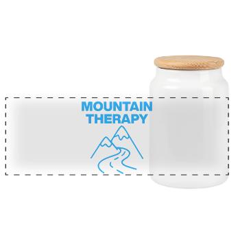 Mountain Therapy, Berge sind meine Thepie - Panorama Keksdose mit Holzdeckel - Weiß - Vorne