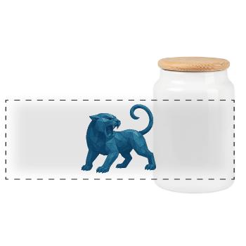 Blue Geometric Lion - Panorama Keksdose mit Holzdeckel - Weiß - Vorne