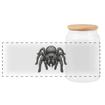 Geometric Web Spider Portrait - Panoramic Cookie Jar with Wooden Lid - white - Front