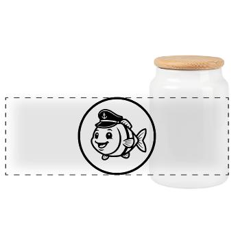 Drôle de Poisson Capitaine Casquette BD - Boîte à biscuits avec couvercle en bois - blanc - Devant