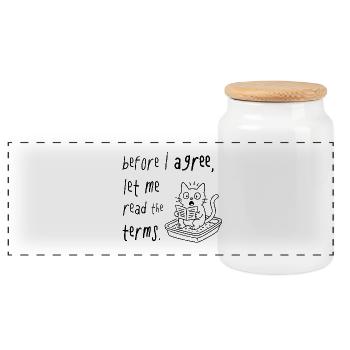 Before I Agree – Let me read the Terms conditions - Panoramic Cookie Jar with Wooden Lid - white - Front