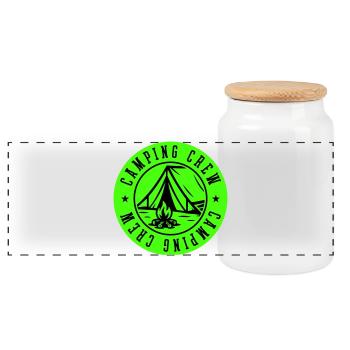 Camping Crew Zelt Outdoor - Panorama Keksdose mit Holzdeckel - Weiß - Vorne