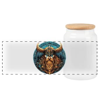 Viking Krieger Runenkreis - Panorama Keksdose mit Holzdeckel - Weiß - Vorne
