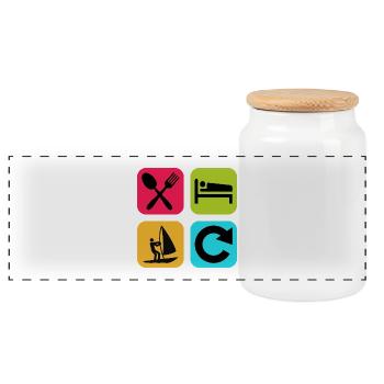 Mange, dors, voile, répète une citation drôle sur le bateau - Boîte à biscuits avec couvercle en bois - blanc - Devant