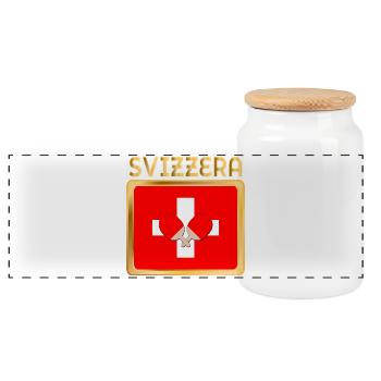 Schweizer Flagge Tischtennis - Panorama Keksdose mit Holzdeckel - Weiß - Vorne