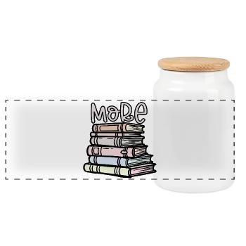 Lesen Sie mehr Bücher - Panorama Keksdose mit Holzdeckel - Weiß - Vorne