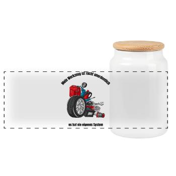 Mechanic Design – Screwdriver Tool Design - Panoramic Cookie Jar with Wooden Lid - white - Front