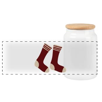 Maroon Striped Toe Socks - Panoramic Cookie Jar with Wooden Lid - white - Front