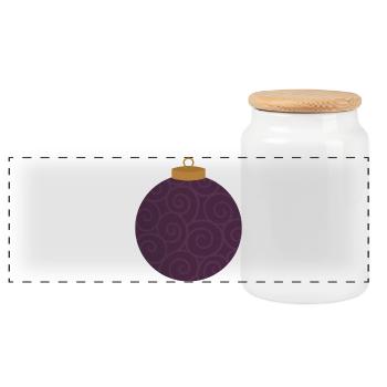 Swirled Purple Ornament - Panoramic Cookie Jar with Wooden Lid - white - Front