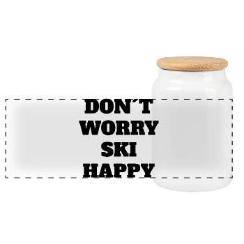 Don’t Worry Ski Happy Fun Shirt - Panorama Keksdose mit Holzdeckel - Weiß - Vorne