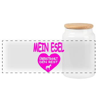 Esel - Panorama Keksdose mit Holzdeckel - Weiß - Vorne