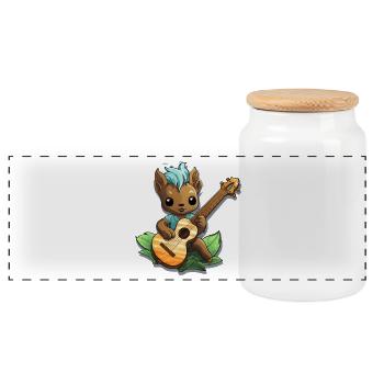 Petit musicien de la forêt à la guitare - Boîte à biscuits avec couvercle en bois - blanc - Devant