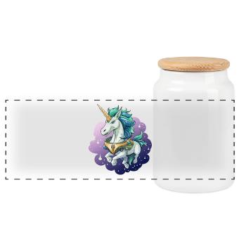 Licorne cosmique dans la Mer des Étoiles - Boîte à biscuits avec couvercle en bois - blanc - Devant