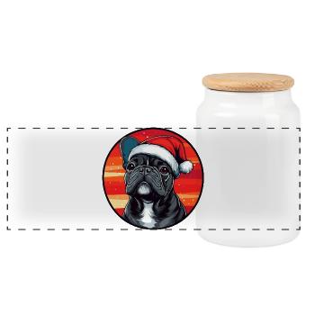 Look Hiver du Carlin du Père Noël - Boîte à biscuits avec couvercle en bois - blanc - Devant