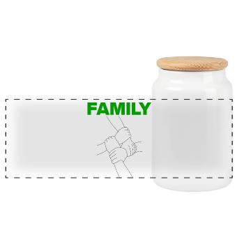 Family – Together we’re strong, Familienpower - Panorama Keksdose mit Holzdeckel - Weiß - Vorne