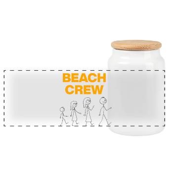 Équipe de plage, ambiances vacances en famille - Boîte à biscuits avec couvercle en bois - blanc - Devant