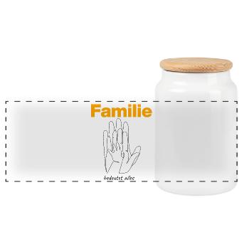 Family means everything – hands that connect - Panoramic Cookie Jar with Wooden Lid - white - Front