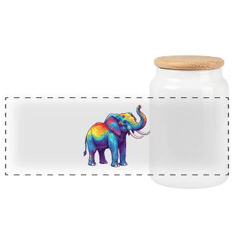 Aquarelle Pop Art Coloré d’Éléphant Arc-en-ciel - Boîte à biscuits avec couvercle en bois - blanc - Devant