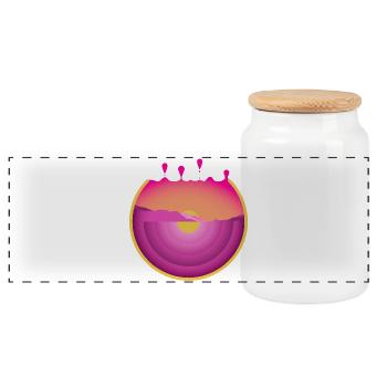 Retro Berglandschaft Urlaub Illustration - Panorama Keksdose mit Holzdeckel - Weiß - Vorne